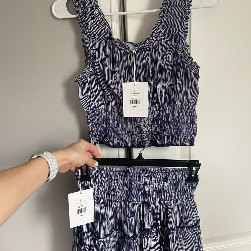 Rachel Parcell Smocked Ruffle Mini Skirt and Scooped Smock Tank Size Medium NWT